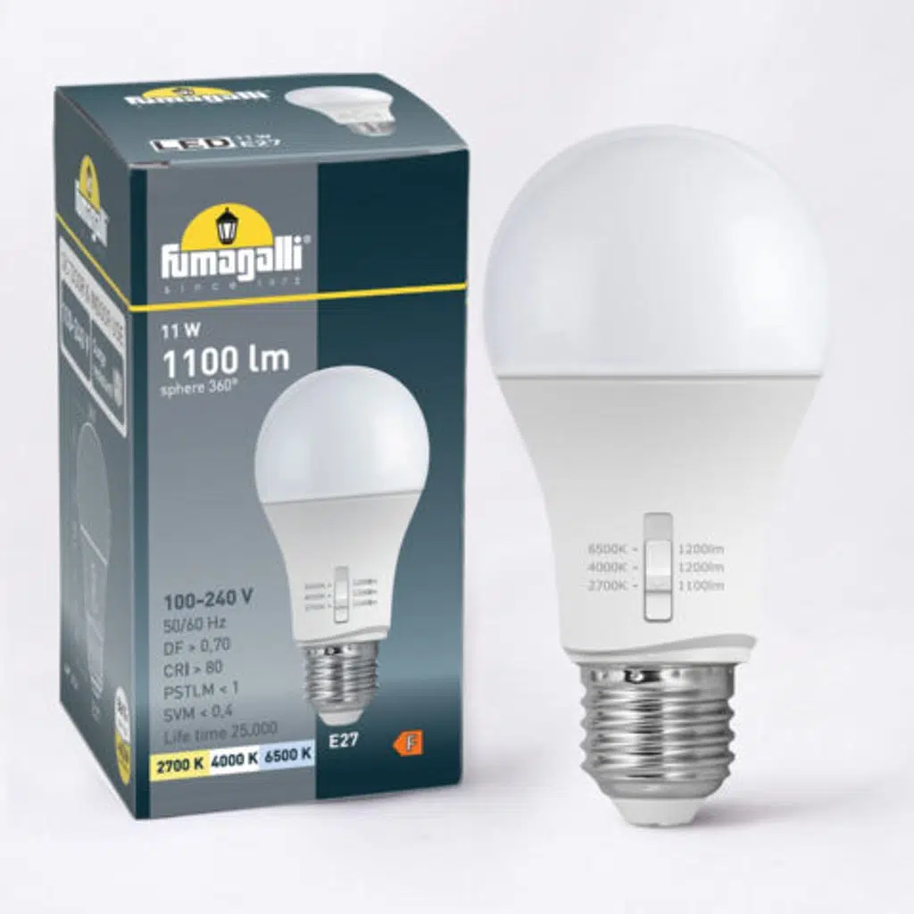 VIRGILIO 800 BLACK OPAL E27 A60 LED 11W CCT SET